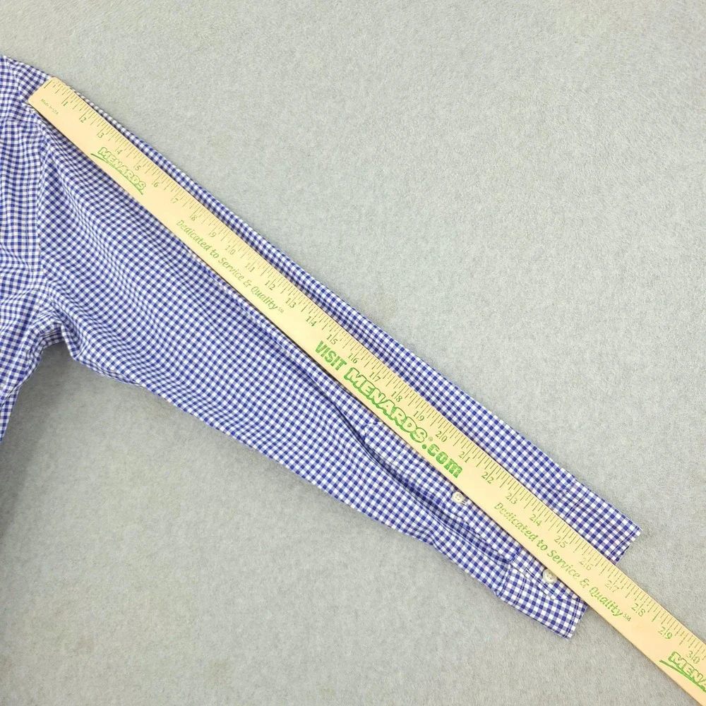 Banana Republic Dress Shirt Mens XL Blue Gingham Slim Fit Non Iron Cotton